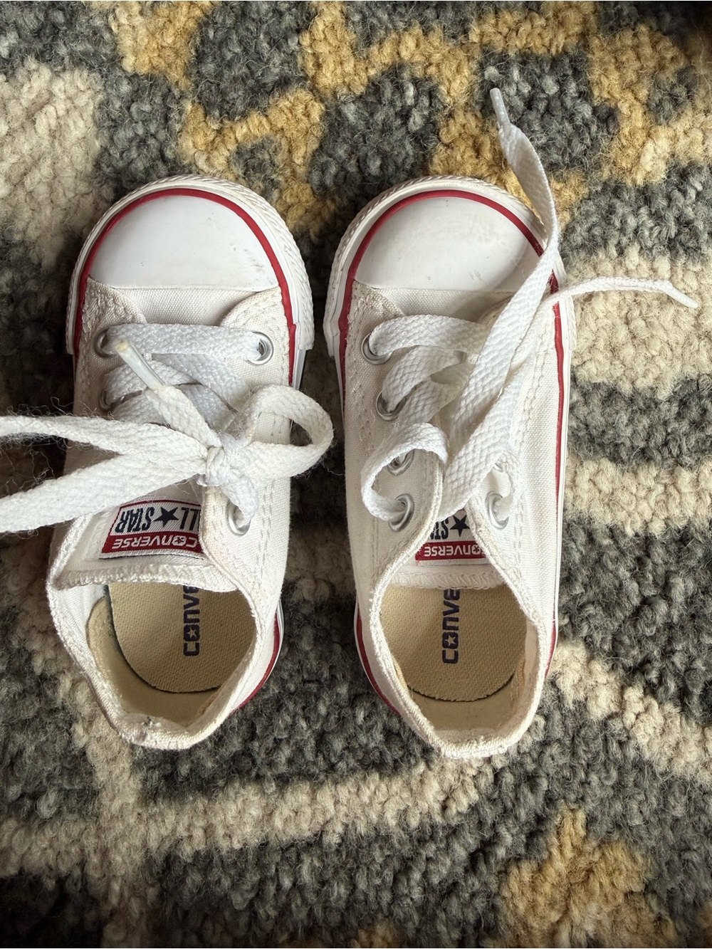 Converse Kids White Low-Top Sneakers with Red Trim